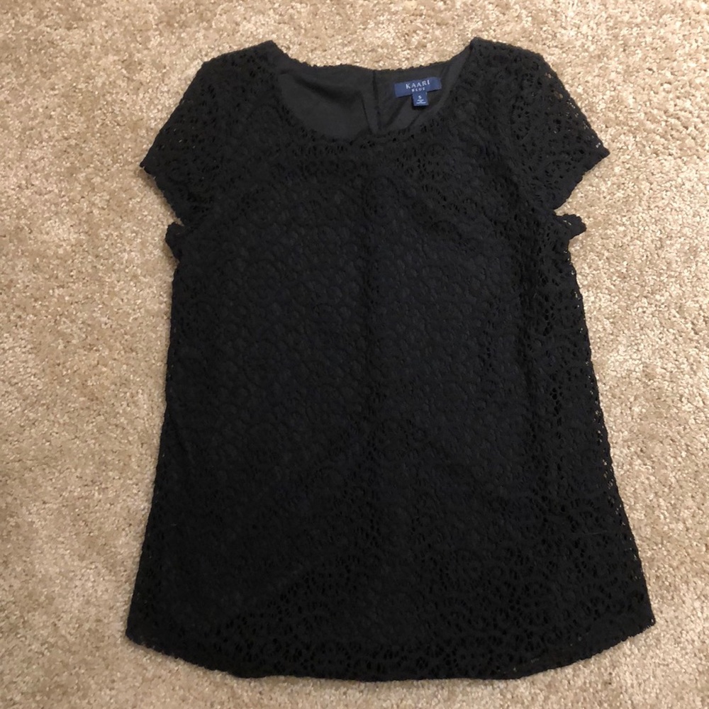 Kaari Blue Black Crochet Top